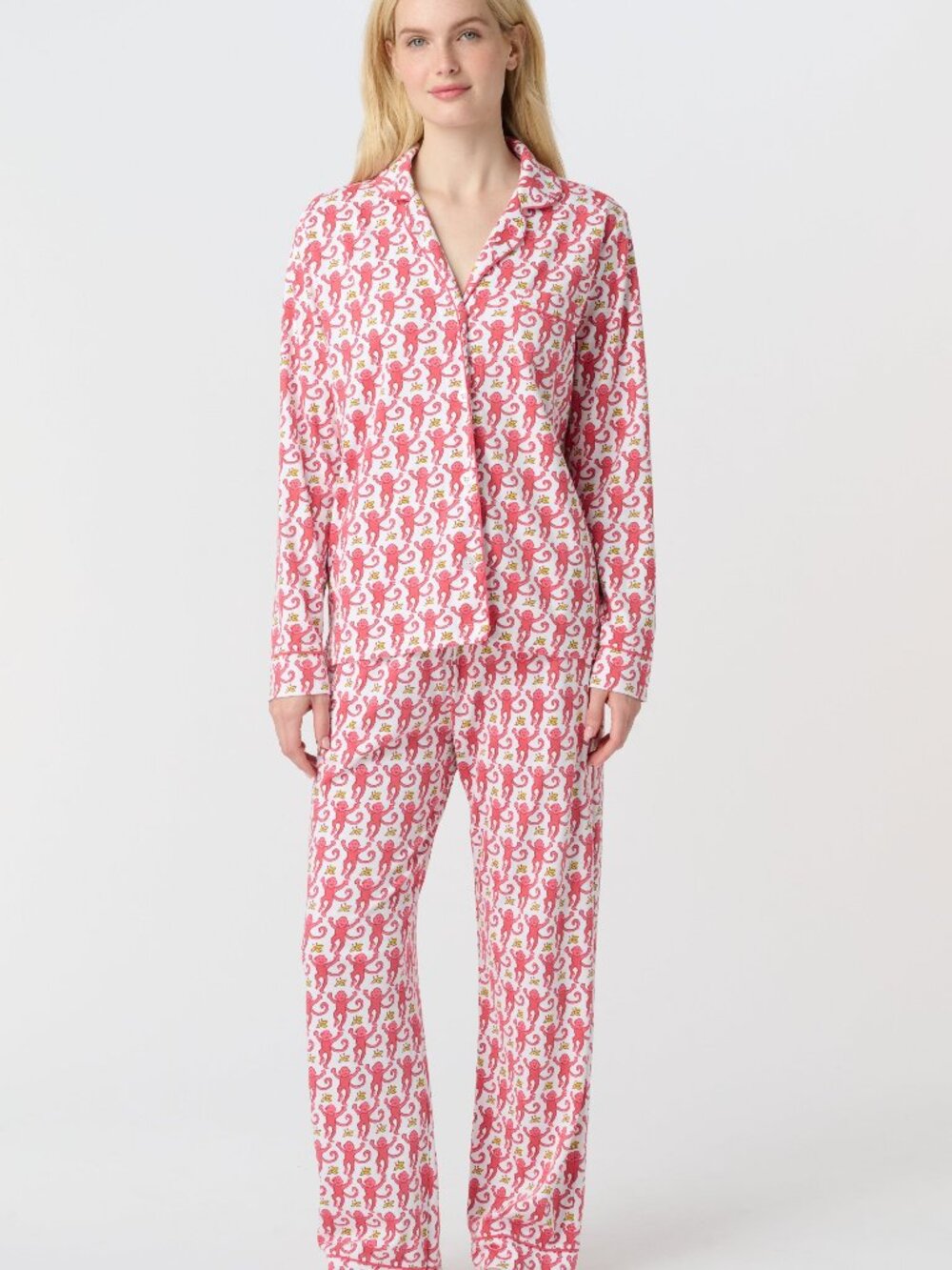 Roller Rabbit Monkey Long Sleeve Polo Pajamas